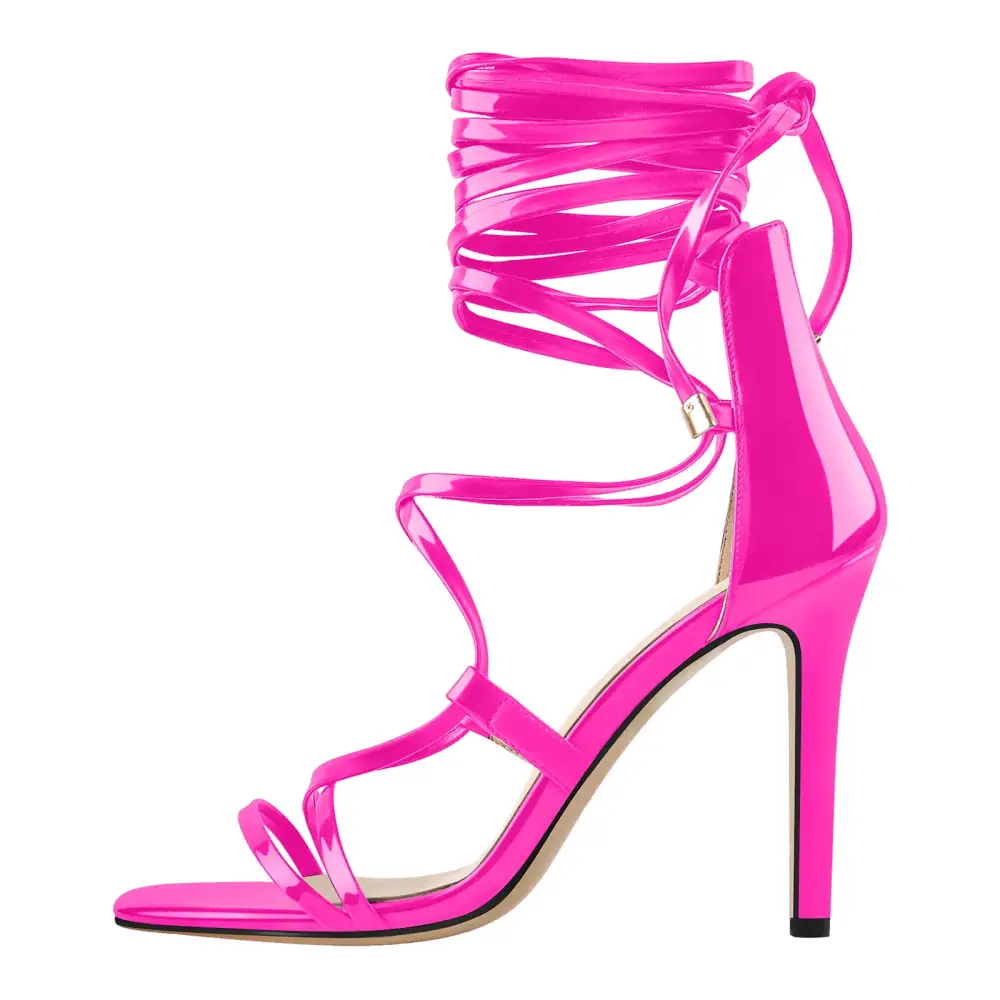 Gladiator Round Toe Lace Up Stiletto Modern Sandals