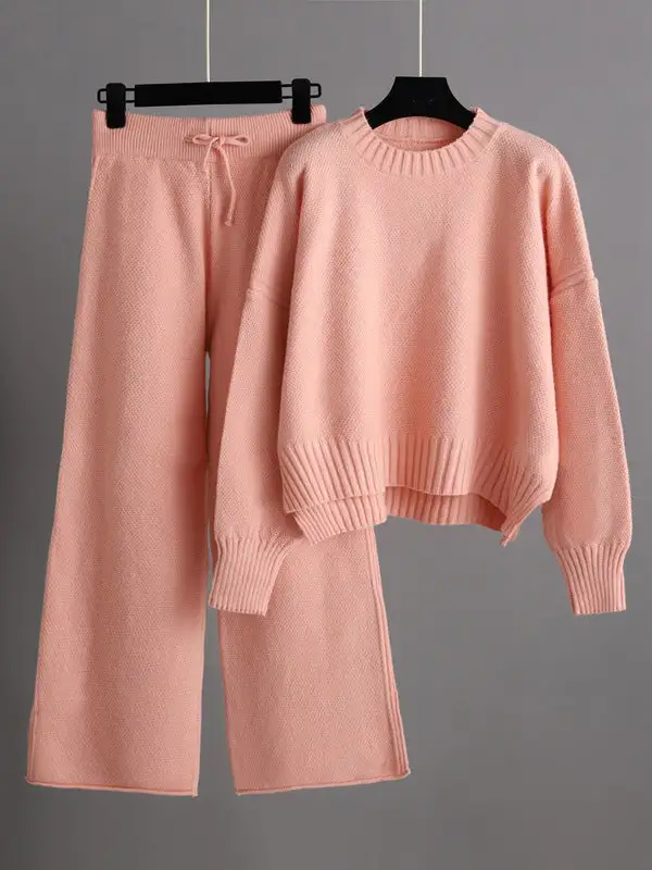 Relaxed High Low Sweater And Pants Set