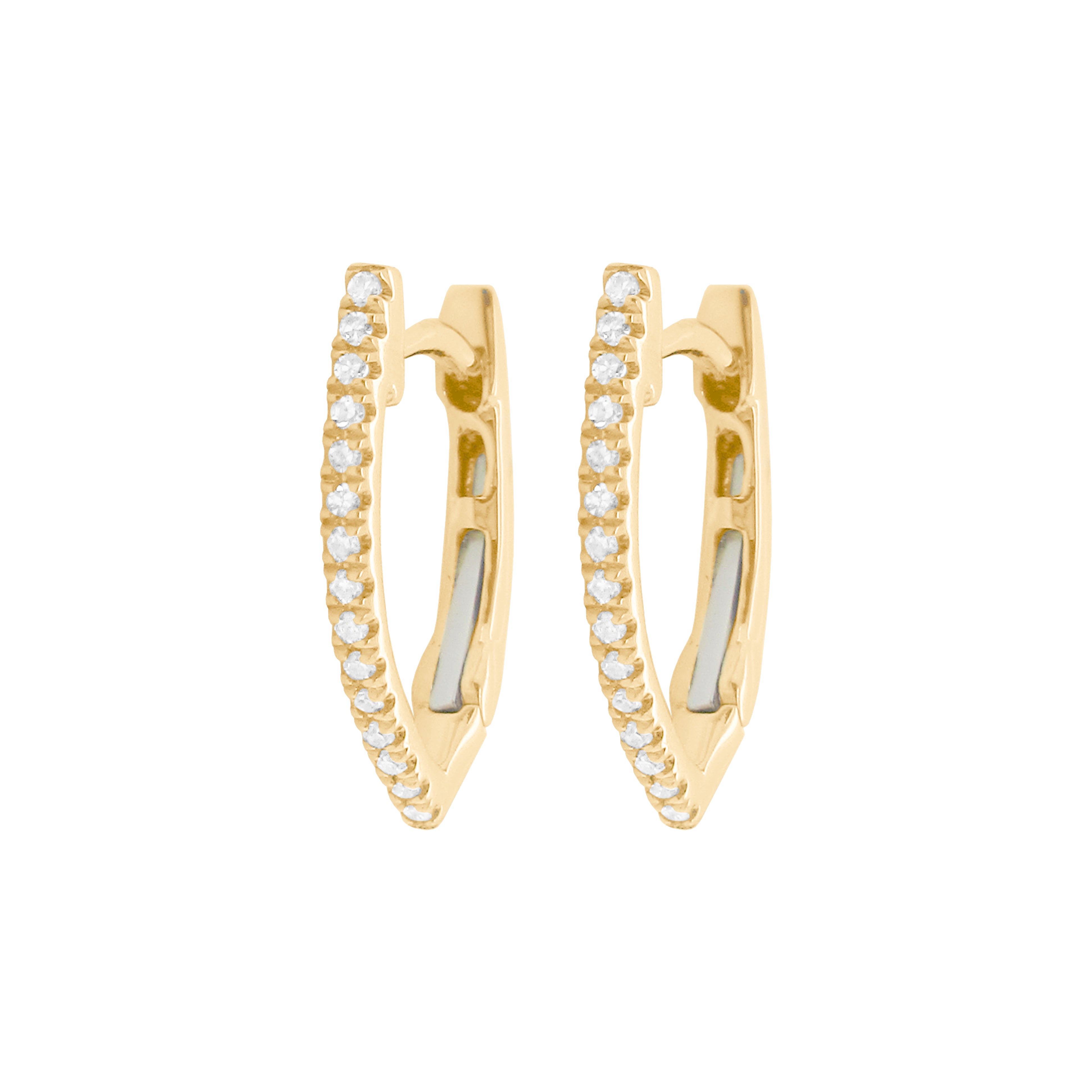 Refined Textured Gem Detail Huggie Earrings