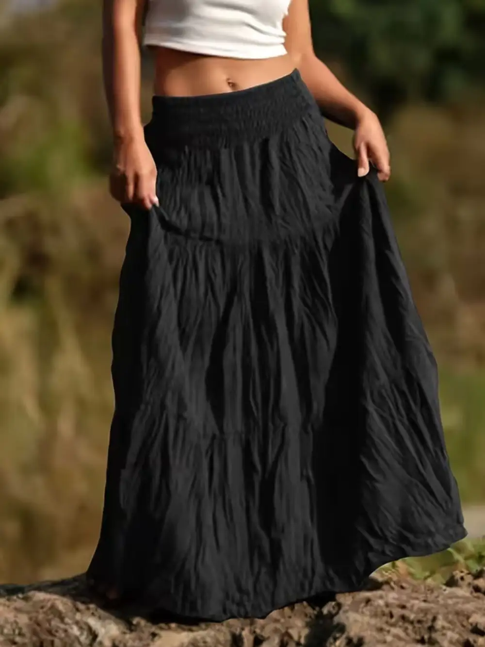 Sleek Ruched Tiered Skirt
