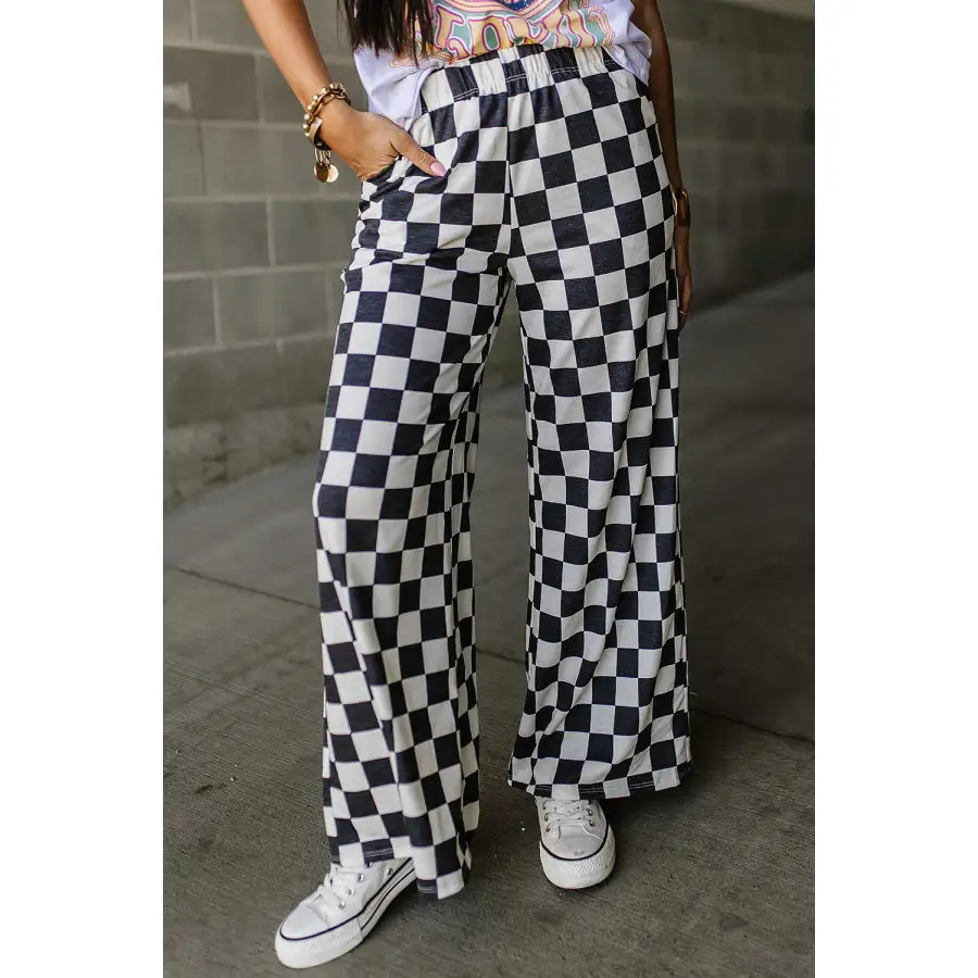 Checkered Wide Leg Pants
