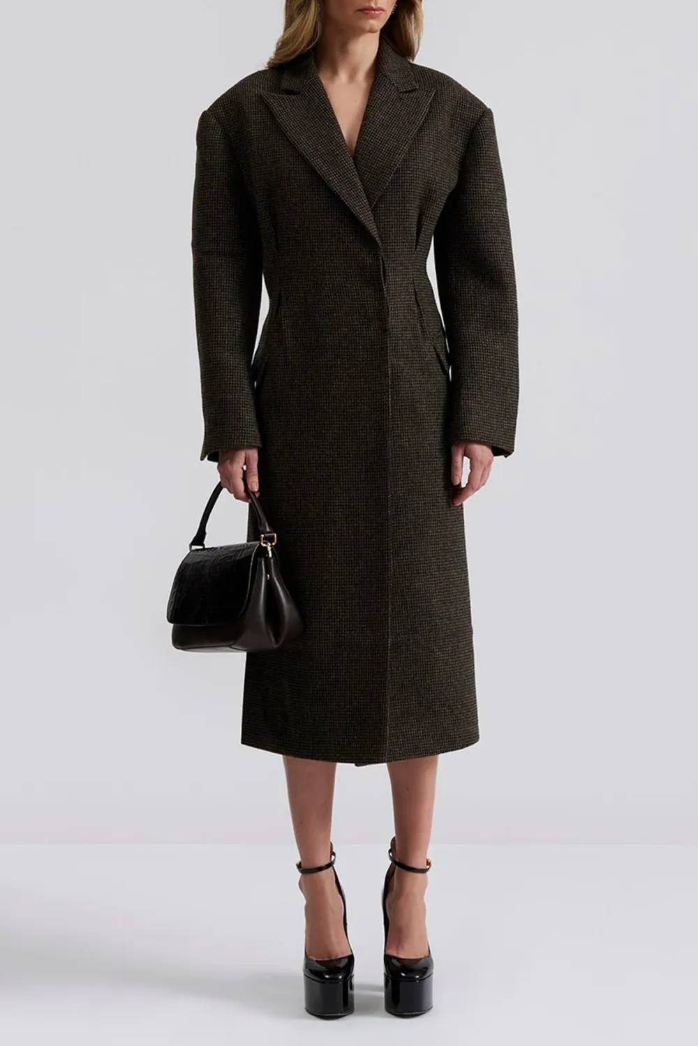 Wool Blend Tailored Long Coat