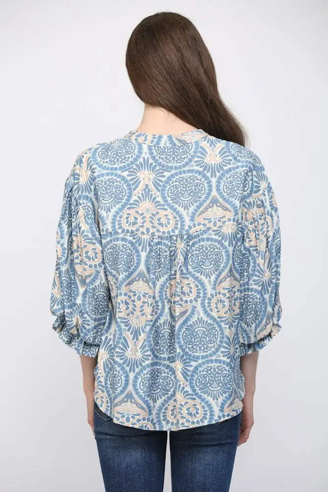 Damask Print Blouse