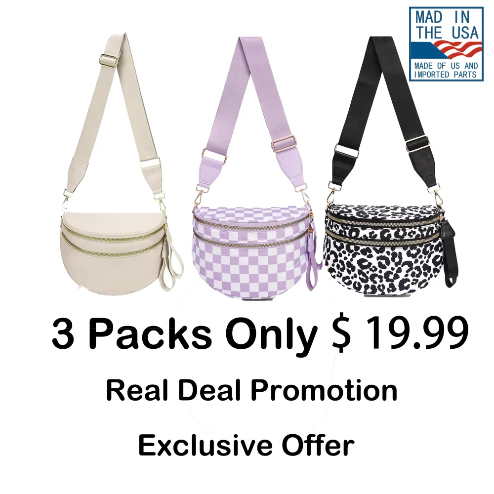 🏷️ 🔥 Clearance Sale – 40% OFF! 🔥 Black & White Checkered Nylon Bum Bag – Plus Size Friendly Fanny Pack | Spacious, Lightweight & Stylish Crossbody Gift for Everyone
