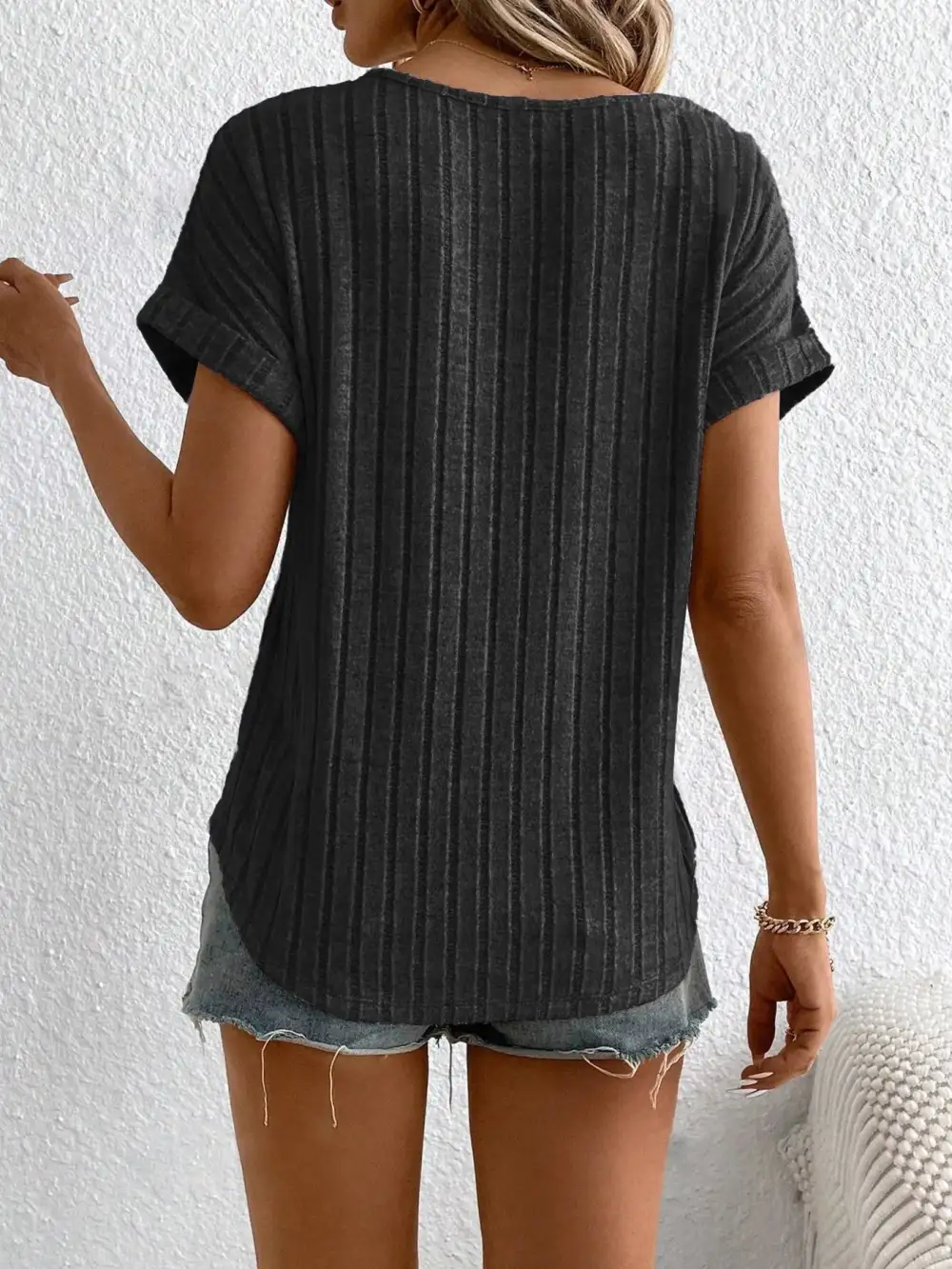 Short-Sleeve Ribbed T-Shirt