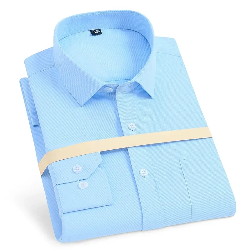 Men'S Long Sleeve Business Solid Color Cotton Breathable Shirt