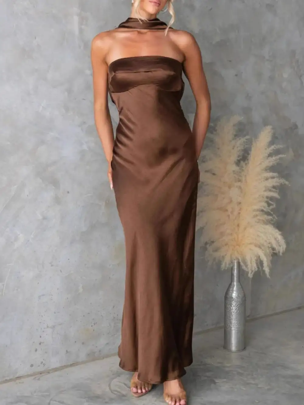 Lightweight Feel Satin Maxi Dress