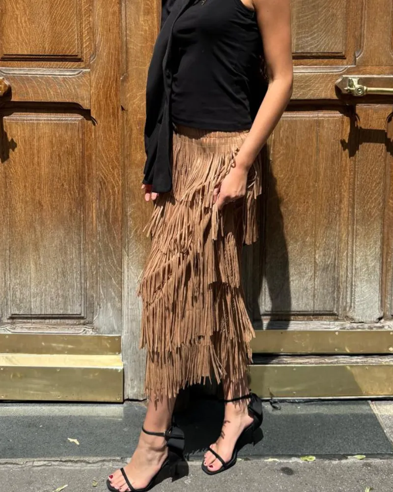 Easy Fit Tiered Midi Skirt