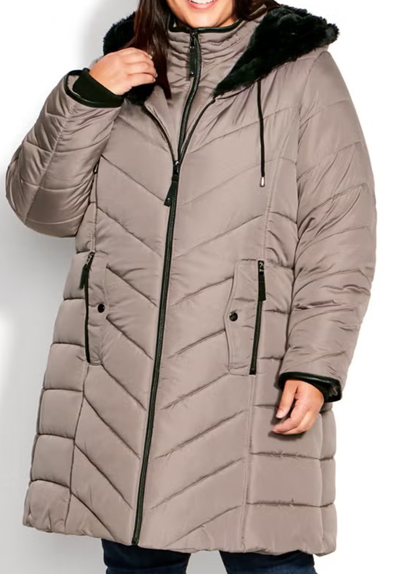 Double Zipper Mid Length Down Jacket
