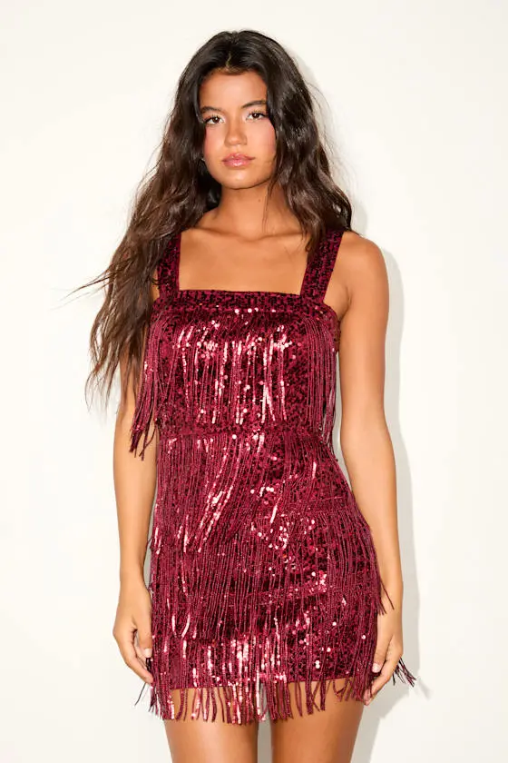 Fringe Fashion Navy Sequin Fringe Bodycon Mini Dress