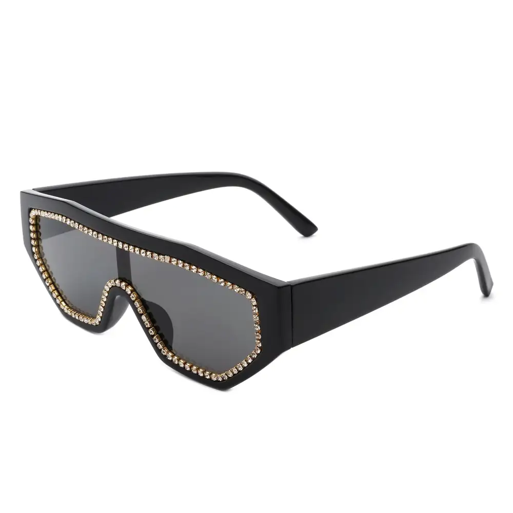 Glossy Square Geometric Frame Sunglasses