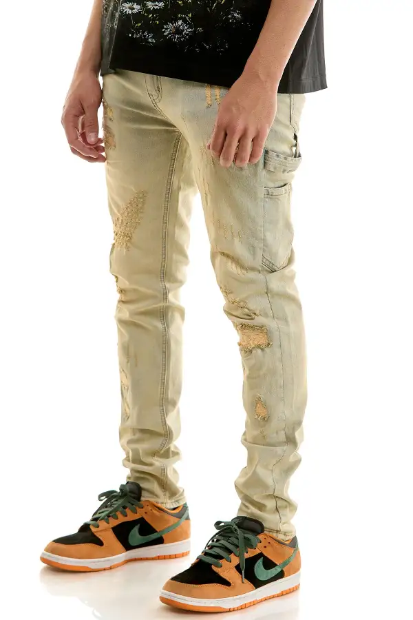 Men's Clean Skinny Stacked Distressed Jeans