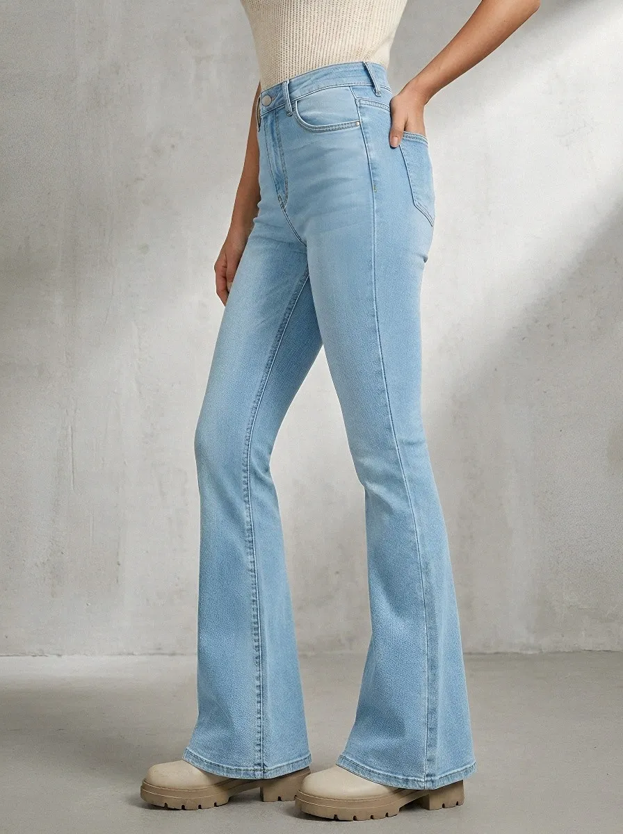 Polished High-Waist Women's High-Waist Stretch Flare Jeans