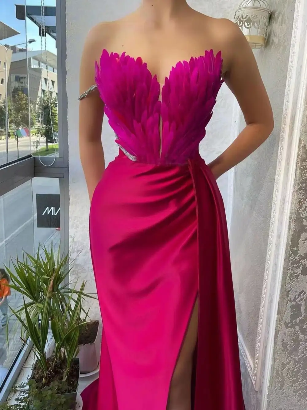 Drape Slit Maxi Dress