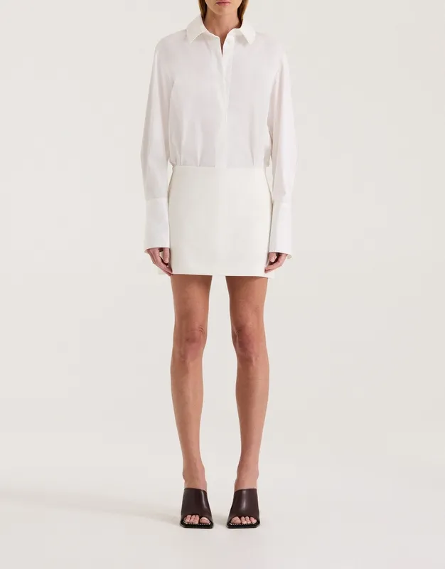 White Low-Rise Mini Skirt