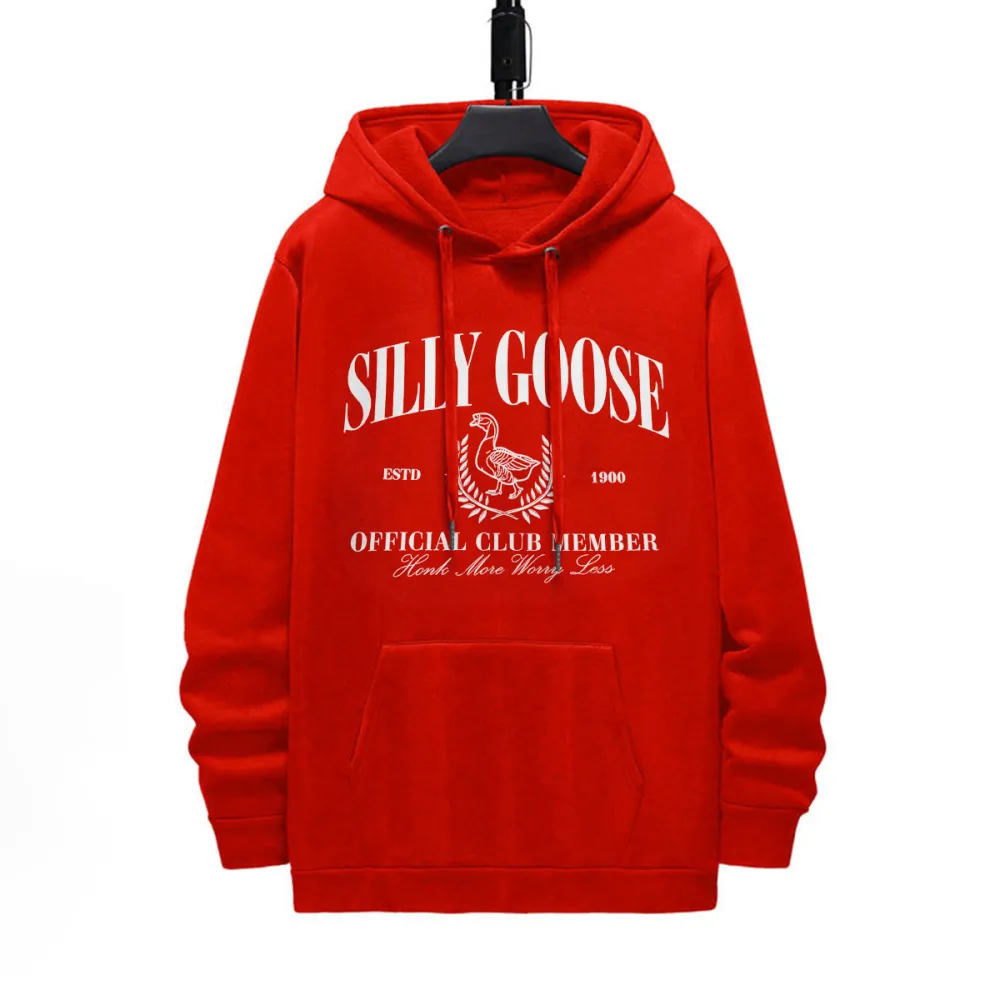 Casual Silly Goose Print Hoodie