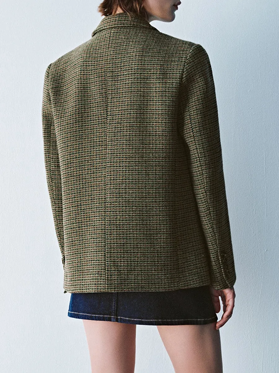 Ladies' Checkered Artistic Style Suit Jacket