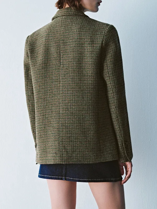 Ladies' Checkered Artistic Style Suit Jacket