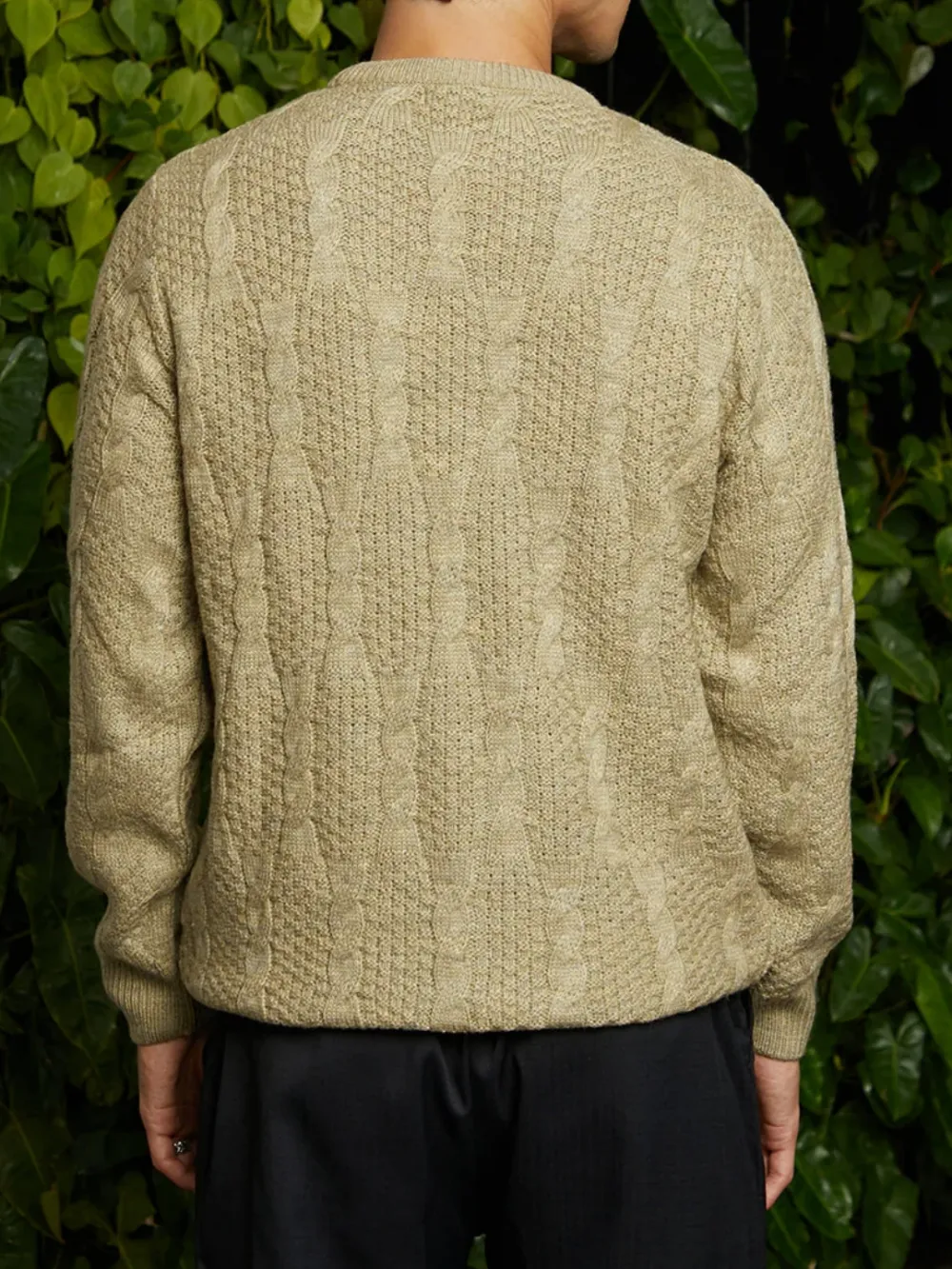 Beige Casual Style Knit Pullover Sweater