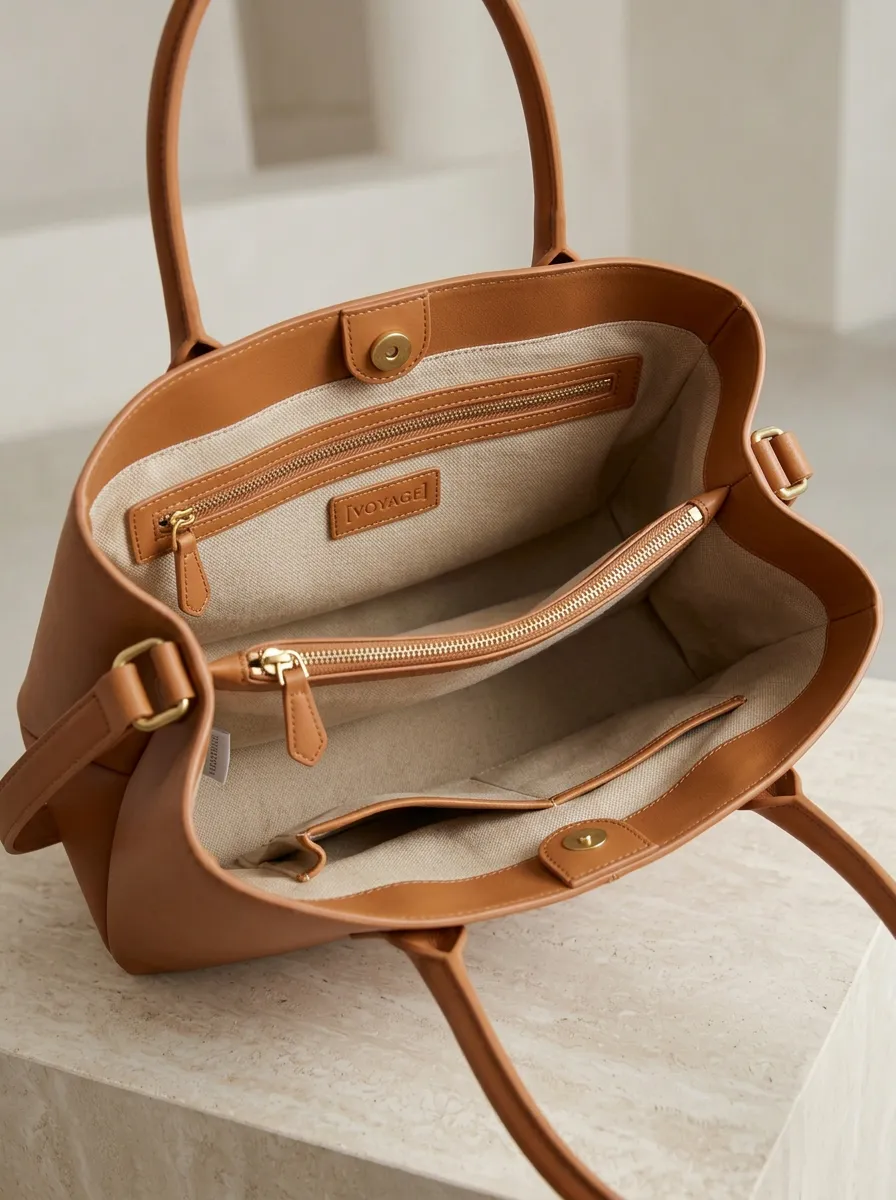 Women's Structured Snap Dual-Handle Tote Bag
