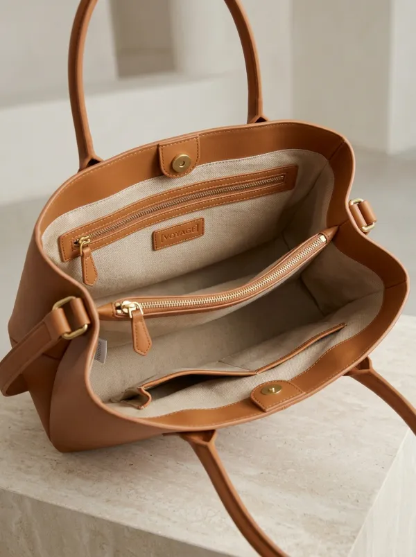 Women's Structured Snap Dual-Handle Tote Bag