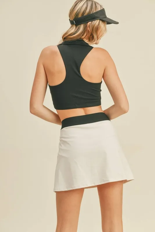 Black Collared Cropped Tank Top