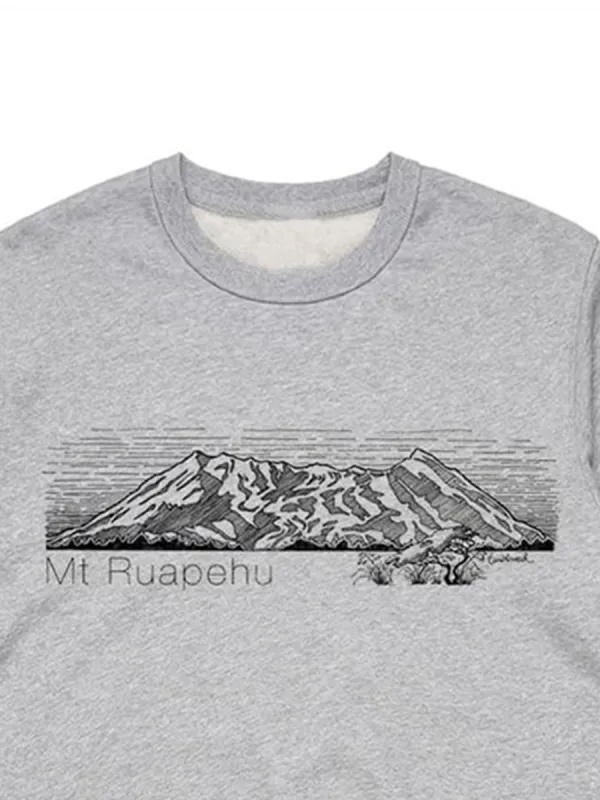 Fashionally designed Ruapehu mountain pattern versatile casual sports shirt