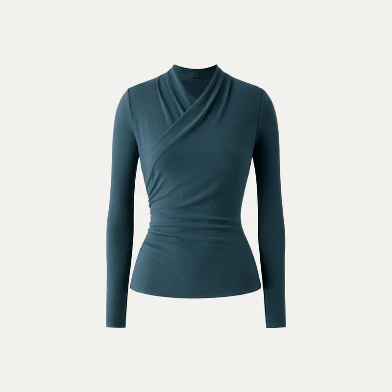 Chic Surplice Long Sleeve Top – Casual & Elegant Shirt
