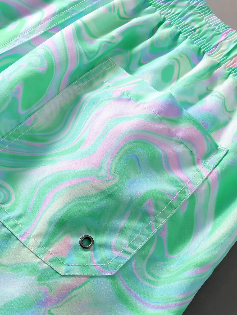 Men's Drawstring Allover Print Pocket Swim Trunks