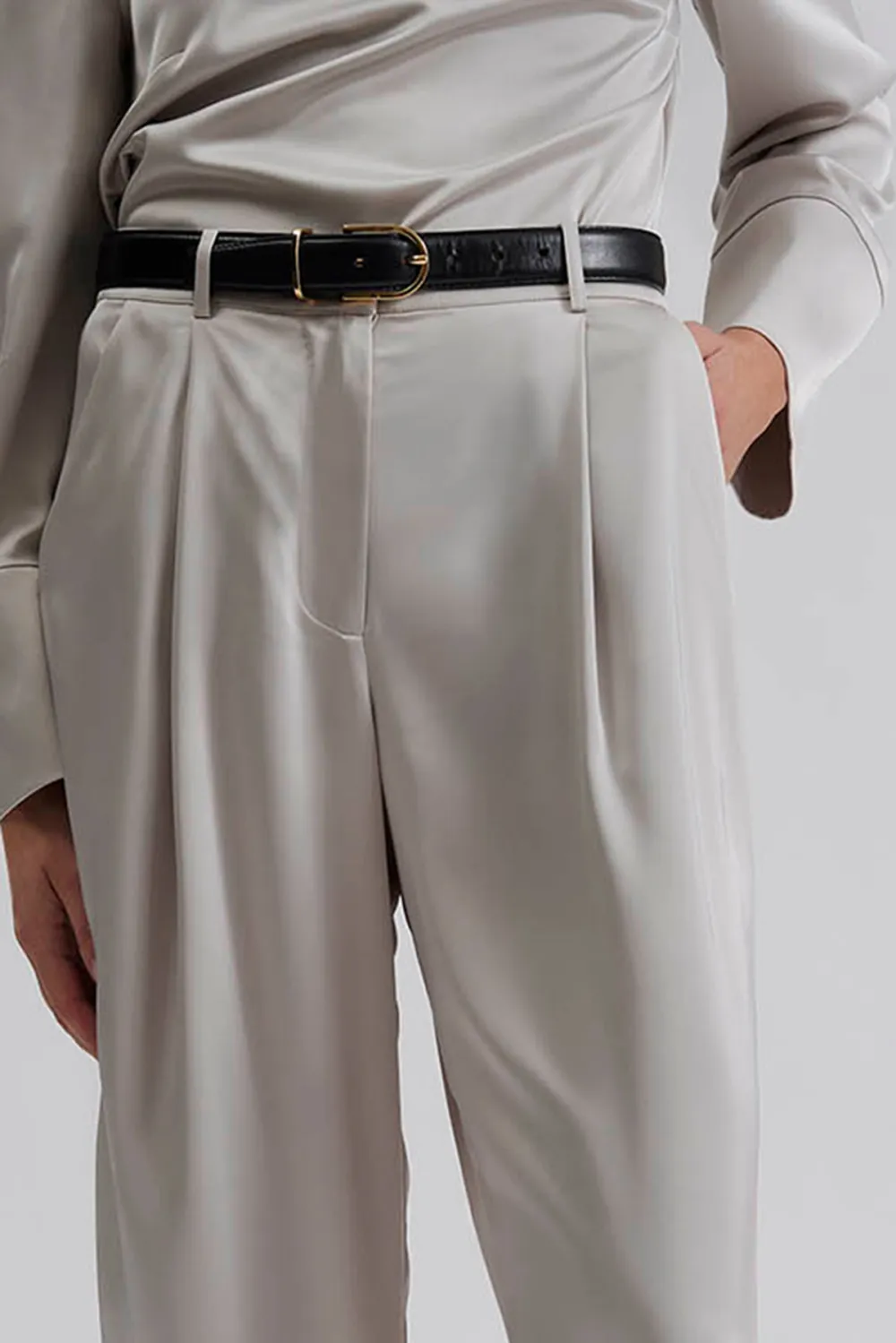 Elastic Waist Satin Trousers