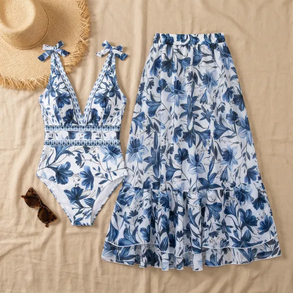 Floral Skirted Swimsuit Set