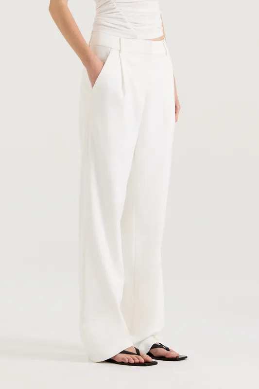 White Wide Leg Suit Pants