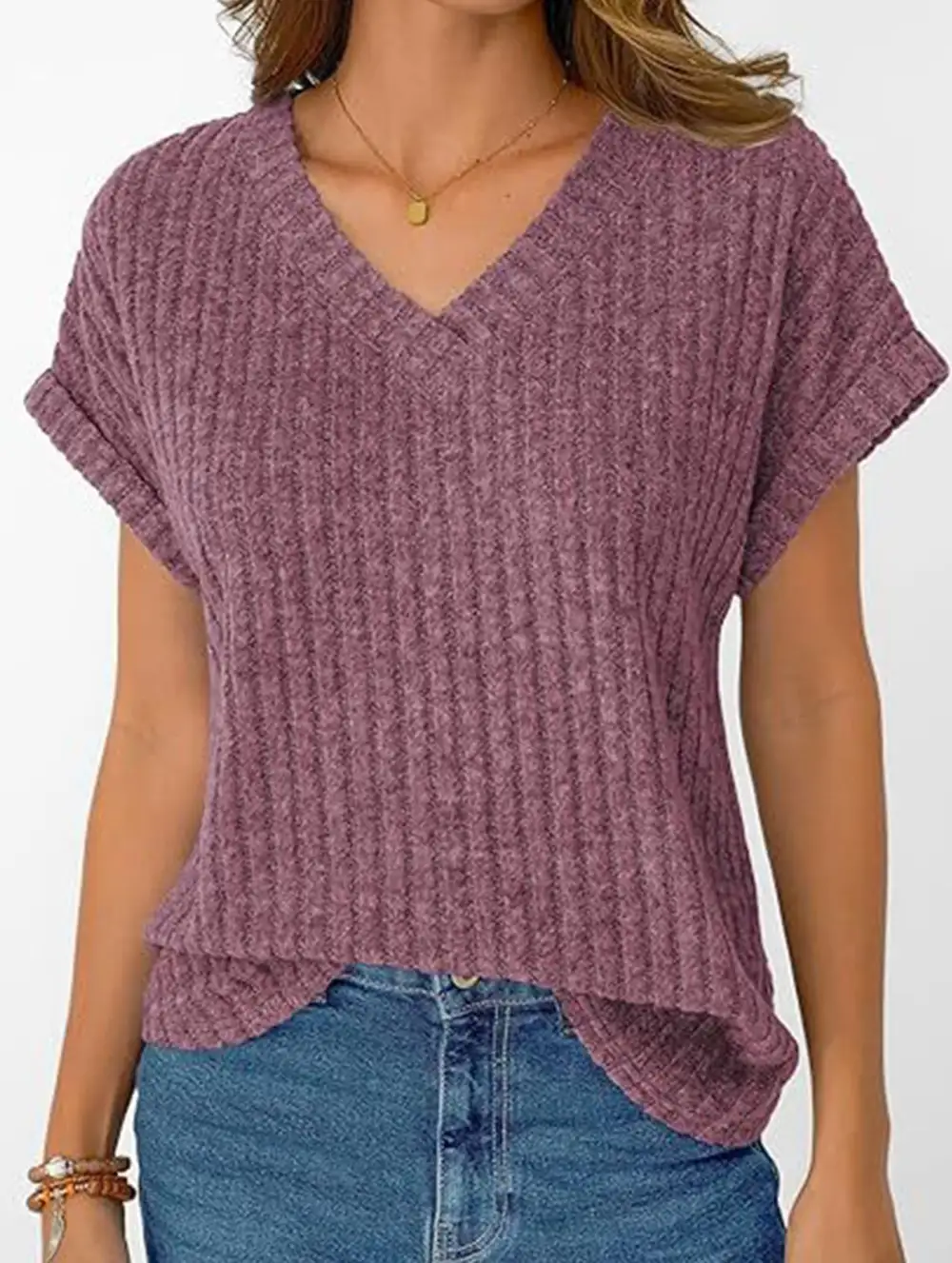Draped V Neck Tee
