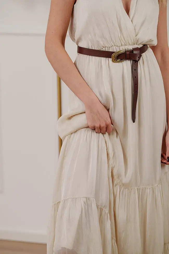 Refined Maxi V Neck Dress