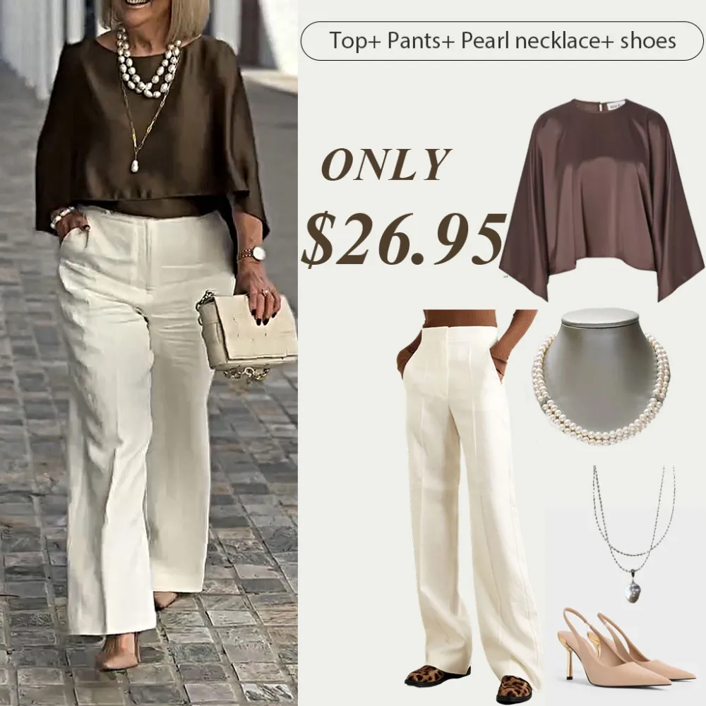 Top+ Pants+ Pearl Necklace+ Shoes -ONLY 26.95