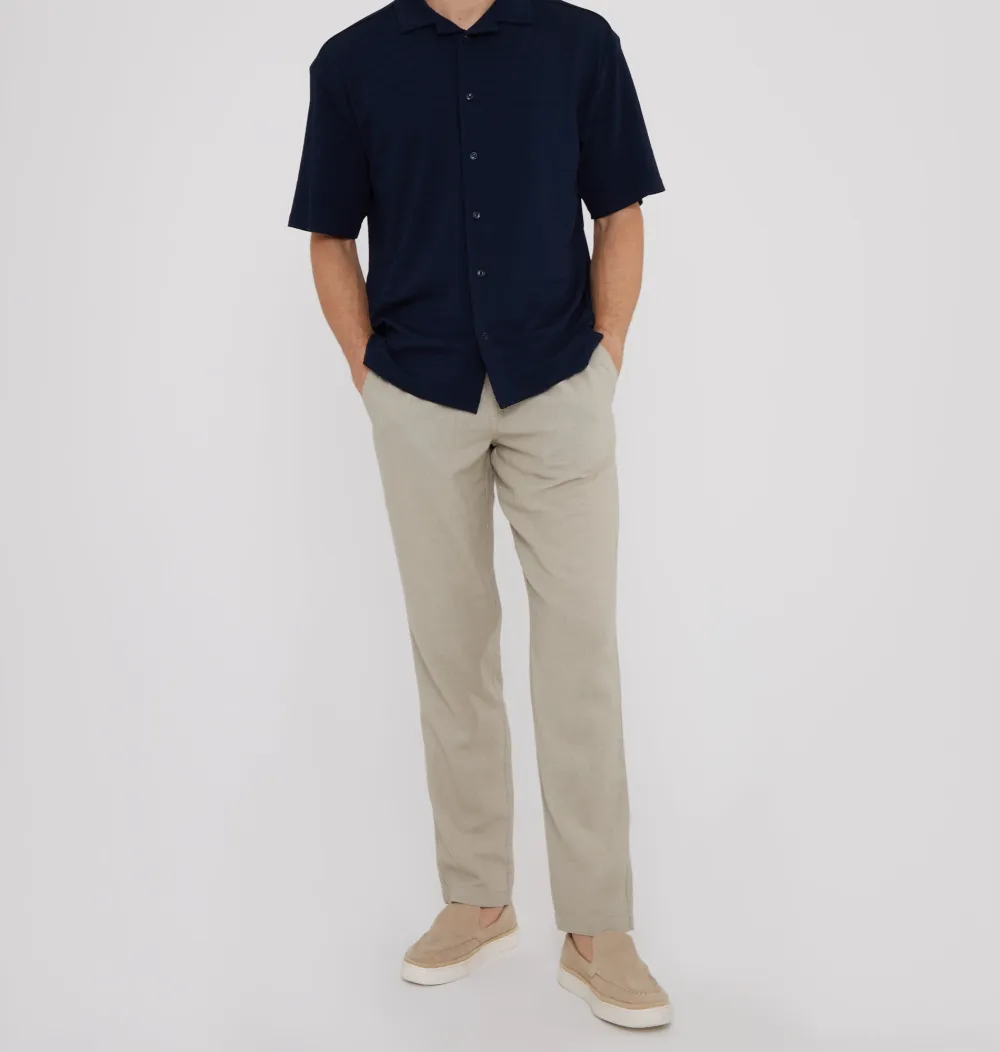Men's Stone Linen Blend Drawcord Pants