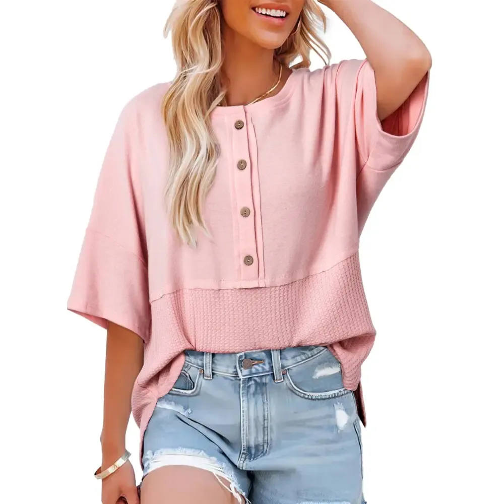 Women's Waffle Knit Button Down Top