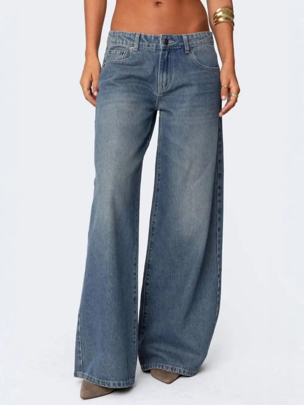 Polished Wide Leg Denim Jeans