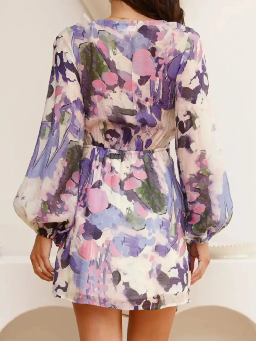 Tie Waist Long Sleeve Dress Casual