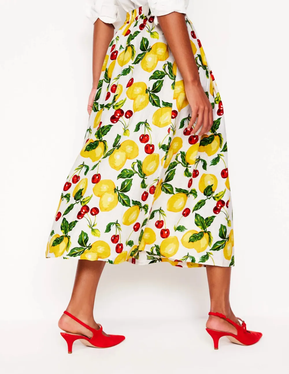 Verity Linen Flower Midi Skirt