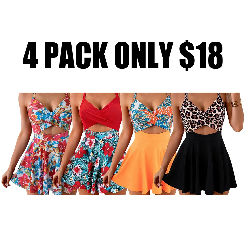Women's Cutout V-Neck One-Piece Swimsuit-🔥8-Pack - All Colors Included