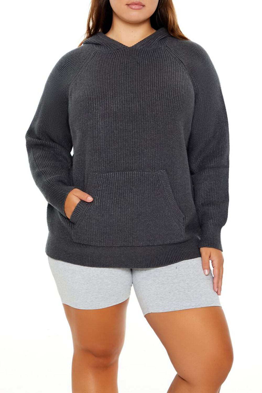 Plus Size Sweater-Knit Hoodie