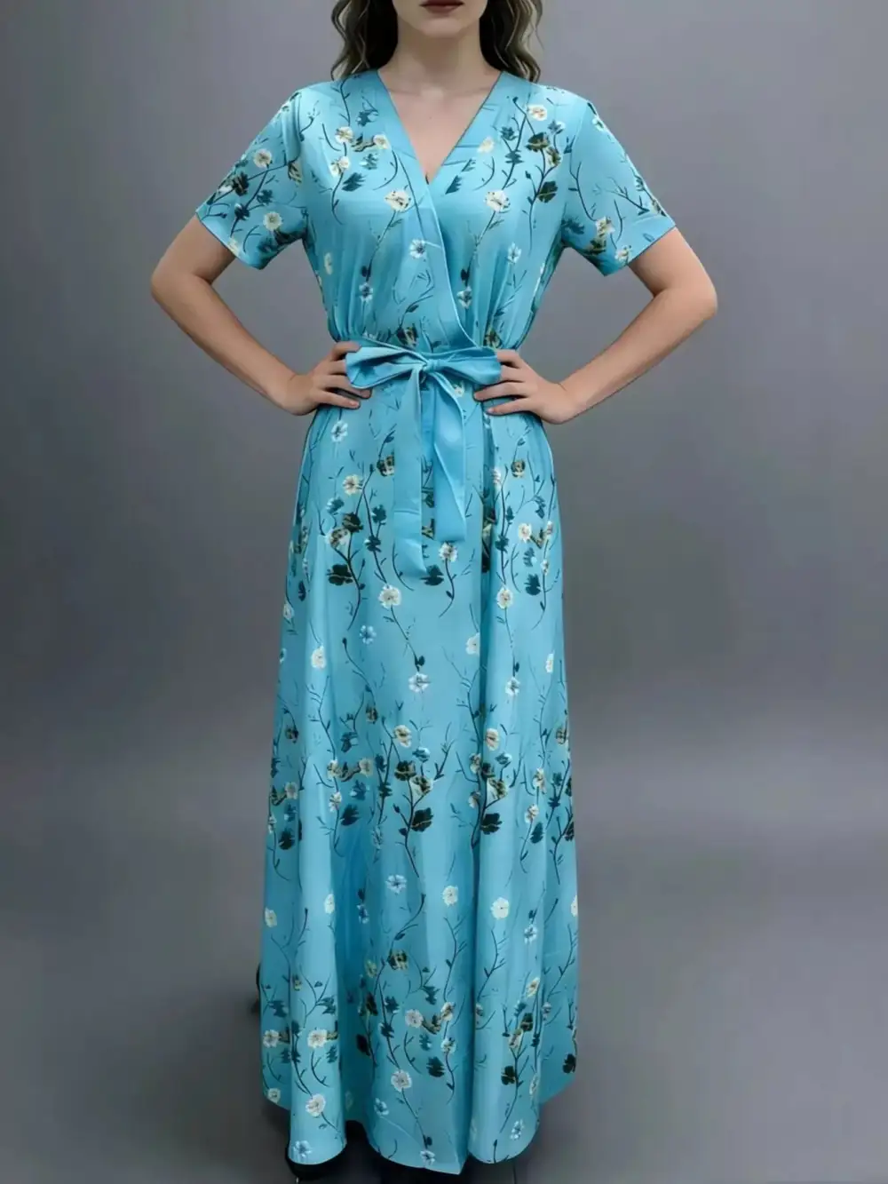 Floral Printed Wrap Maxi Dress