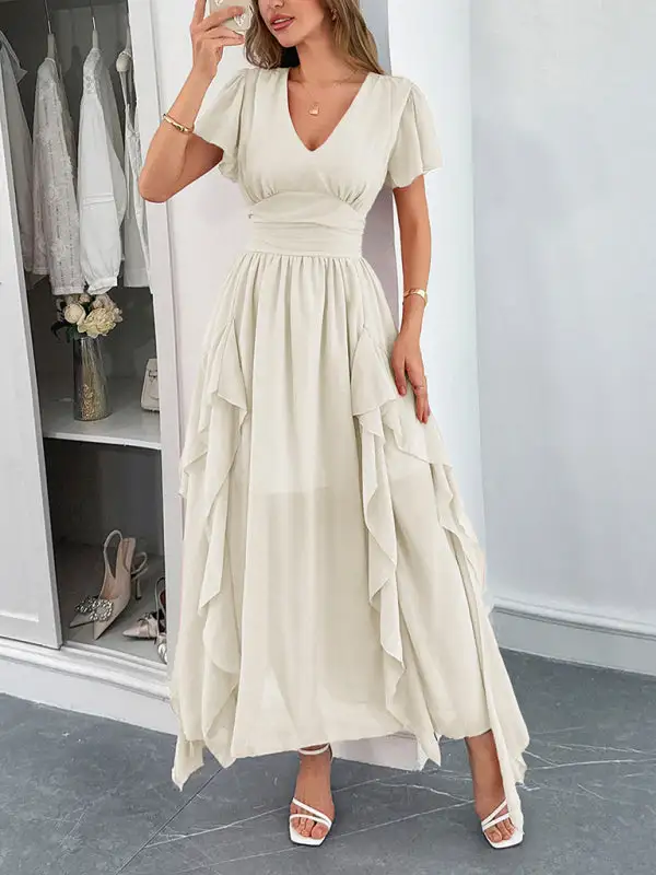 Gathered Detail Short Sleeve Dress