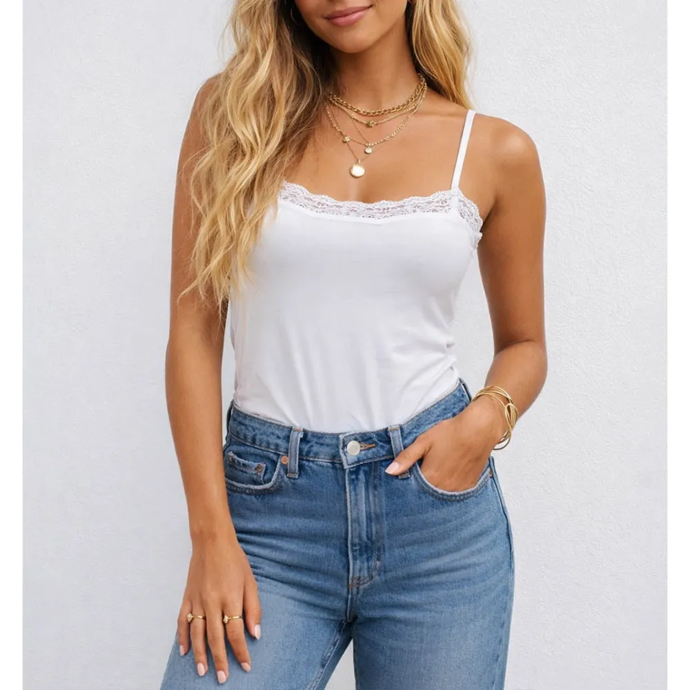 Lace Trim Square Neck Spaghetti Strap Bodysuit