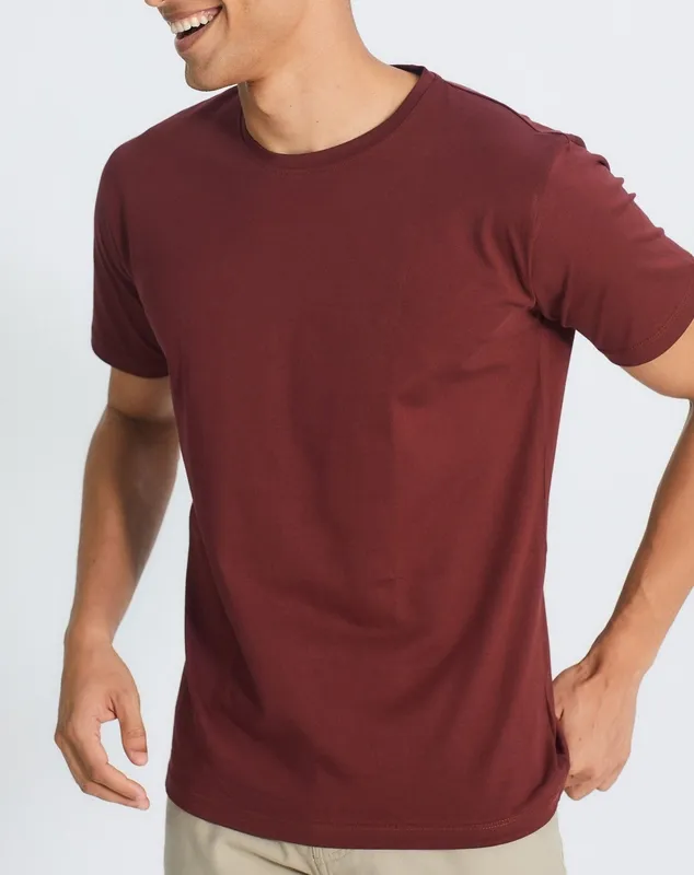 Red Cotton Crew Neck T-Shirt