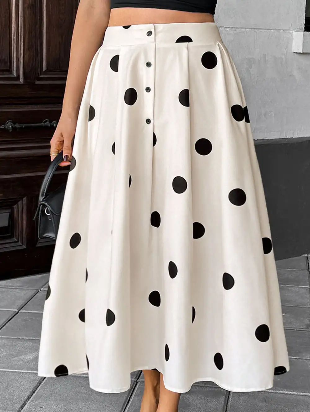 Polka Dot High Waist Maxi Skirt