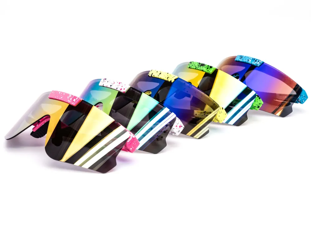12-Pack Oversized Sport Rimless Shield Burnt Mirror Sunglasses