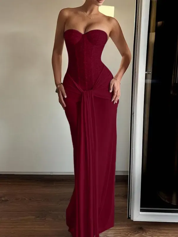 🔥Last Day 80% Off-Elegant Halter Neck Dress with Flowing Sleeves, Long Sleeve Bodycon Midi Dress, Perfect for Parties & Special Occasions