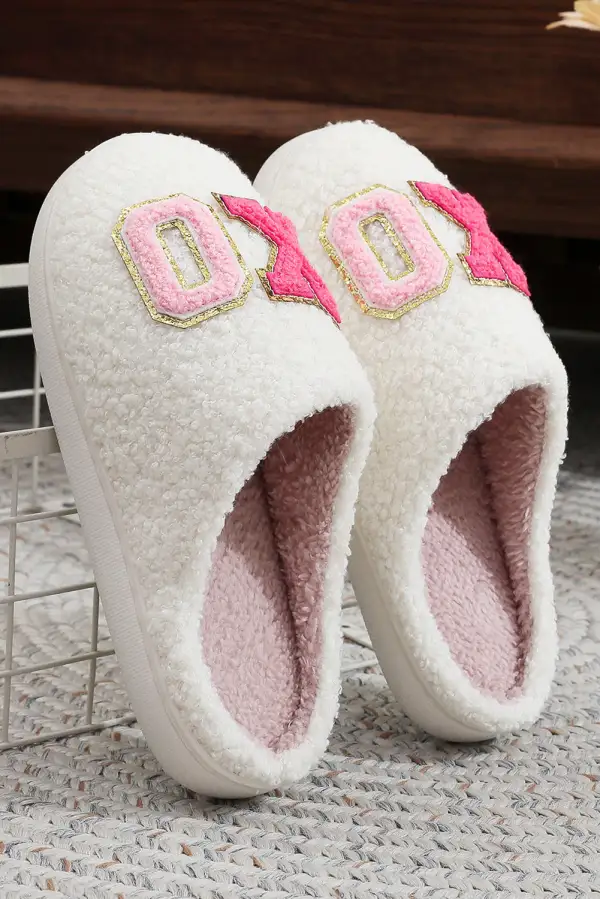 Glitter Letter Plush House Slippers